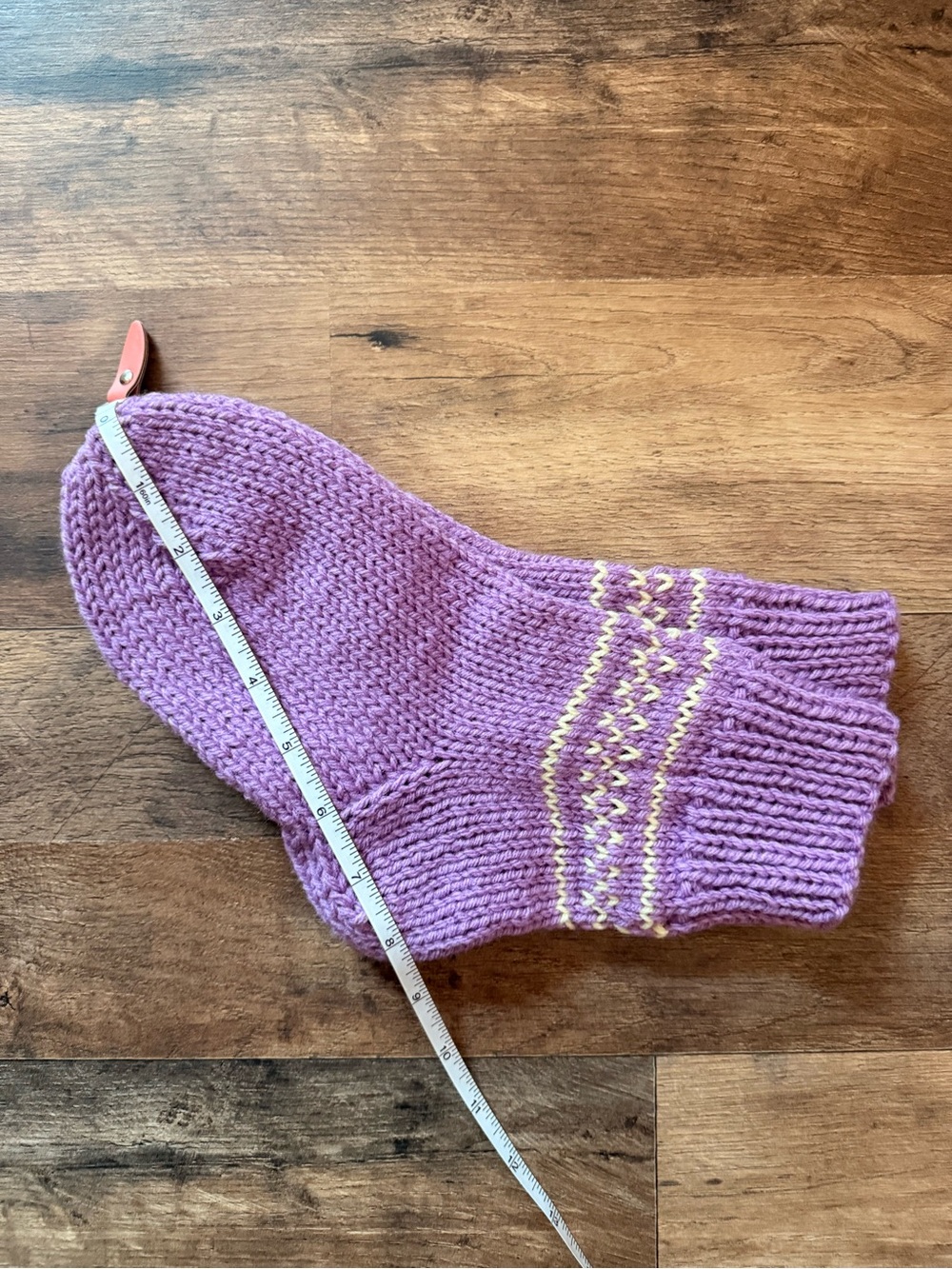Handmade Lavender Knit Slipper Socks with Yellow Accents